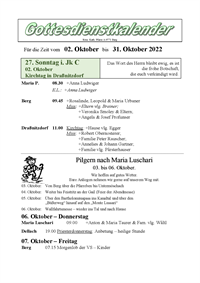 Gottesdienstkalender Oktober 2022